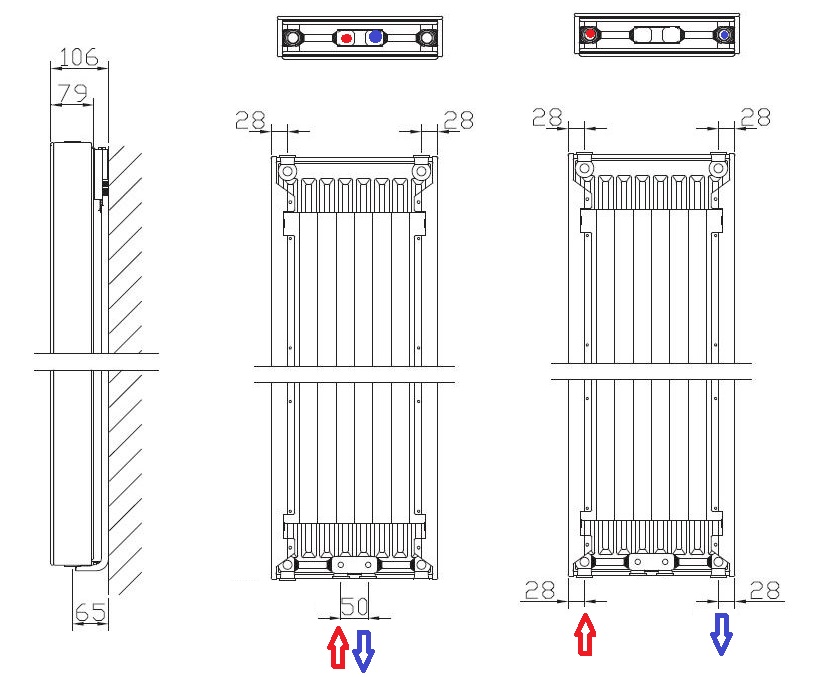 підключення вертикального радіатора Enix Plain Art Vertical