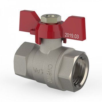 Кран кульовий 3/4" ВВ V&G (Valogin) Optima червоний метелик VG-102102 фото