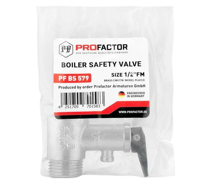 PF BS 579 Клапан безпеки для водонагрівача з ручкой скид. 1/2" Profactor PF BS 579 фото