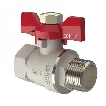 Кран кульовий 3/4" ВЗ V&G (Valogin) Optima червоний метелик VG-101102 фото